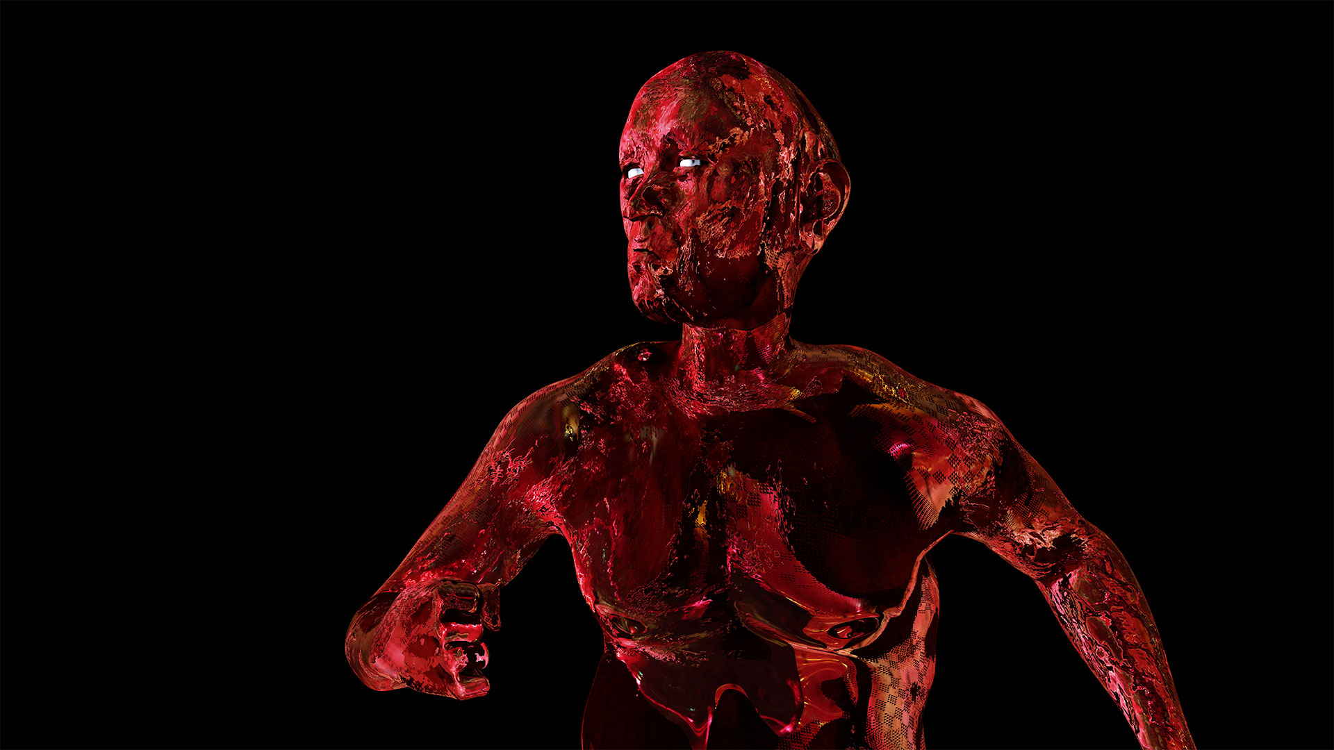 Mörder aus der Bildserie Dante 2020. Digitales 3D-Rendering.