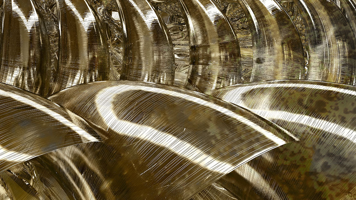 An enlarged detail from the artwork with the thistle shows surface details of the image structures.