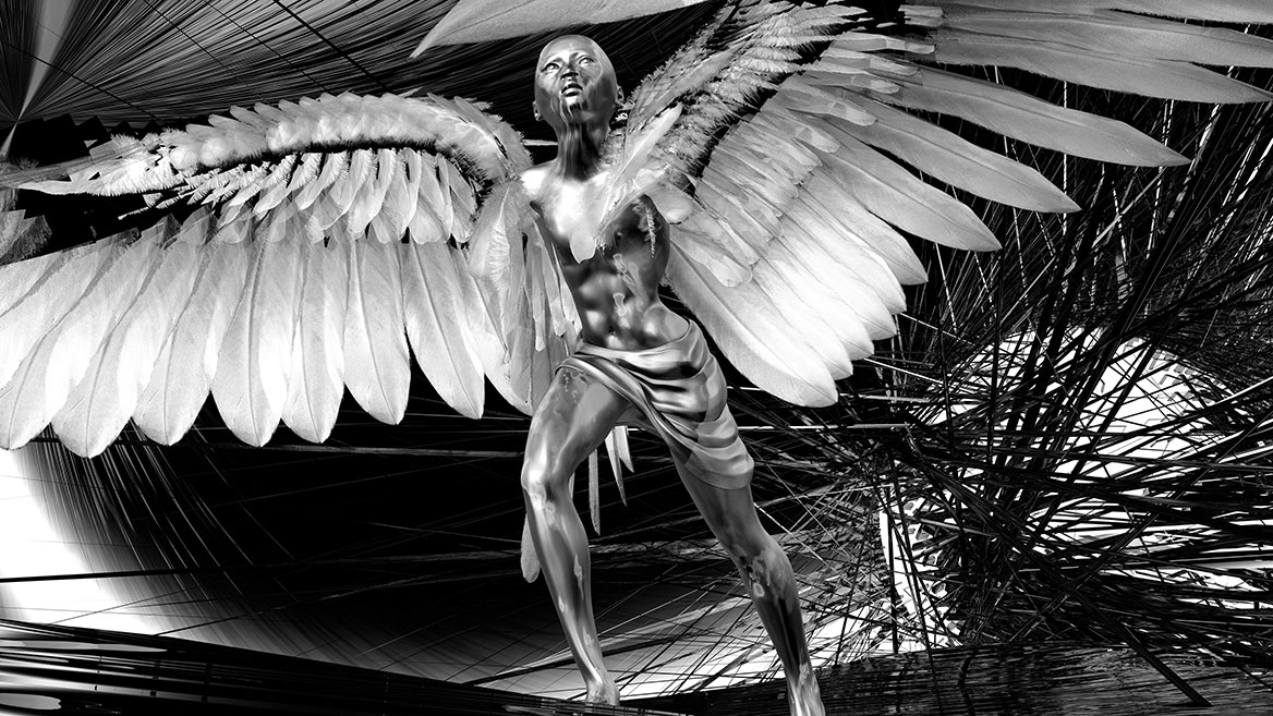 The adult successor of Icarus sets for takeoff to escape.